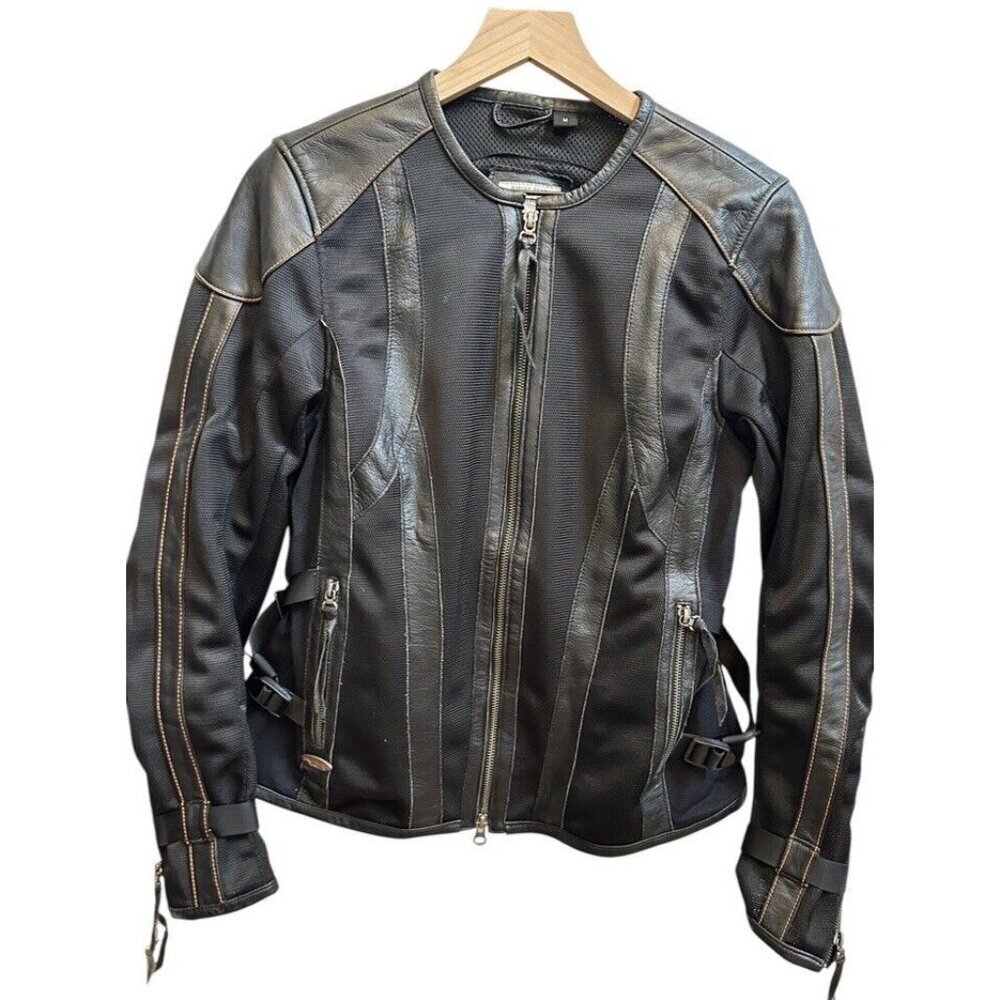 Harley‎ Davidson Women's Riding Gear Motorcycle Jacket Mesh Leather Seams Sz M